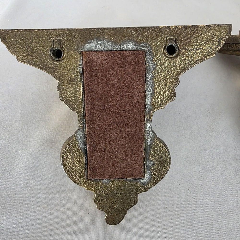 Pair of 2 Vintage Ornate Gilded Brass Wall Sconce Shelves MCM Hollywood Regency - Picture 8 of 14